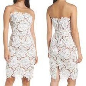 NWT Adelyn Rae White Embroidered Strapless White Floral Dress - Size L
